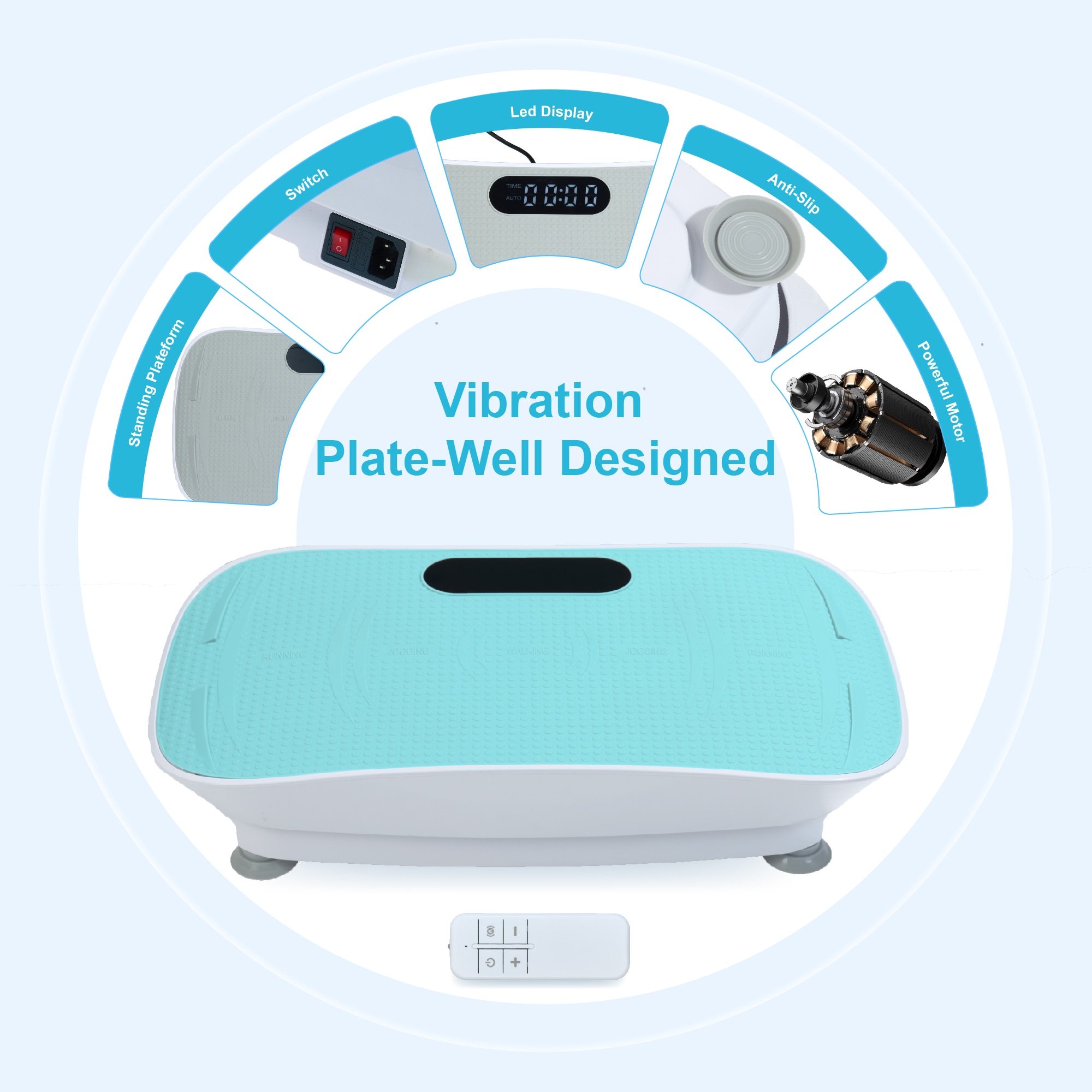 Silent Vibration Platform Crazy Fitness Massage 10-Frequency Weight Loss & Fat Burner Body Shaking Machine For Unisex Blue_voghion.com